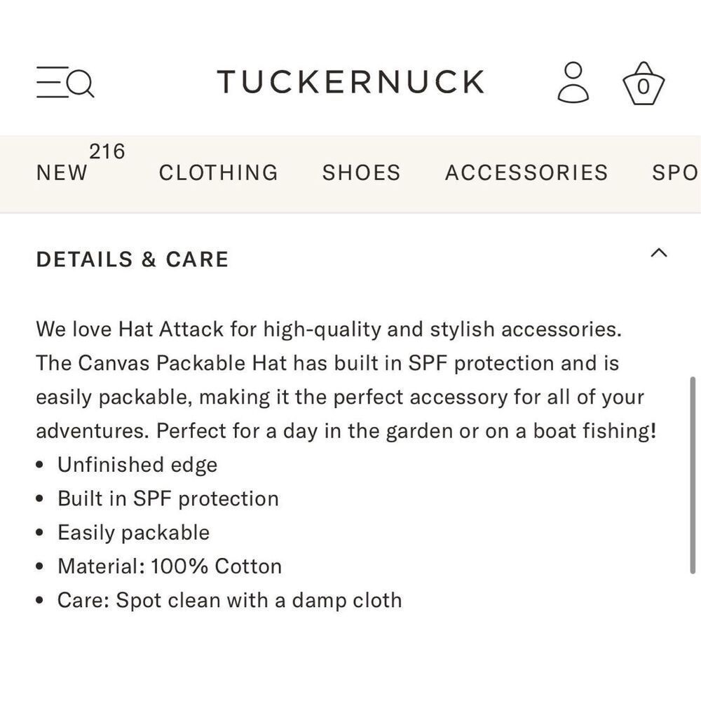 Hat Attack One Size White Packable Canvas Hat Linen Blend SPF Protection Raw Hem - Picture 6 of 6